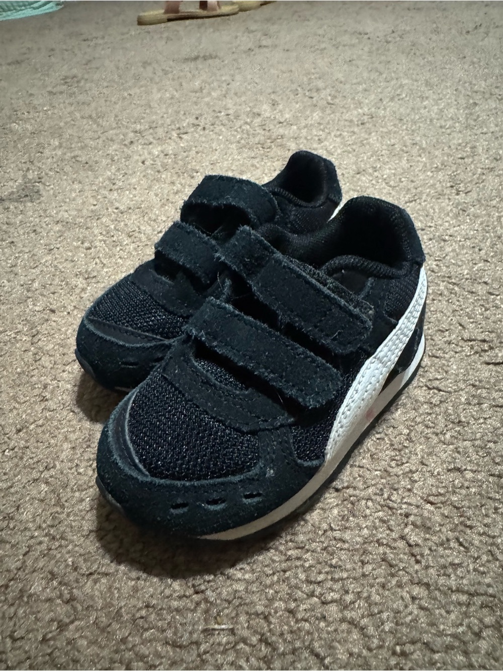 Puma Kids Black and White Velcro Sneakers